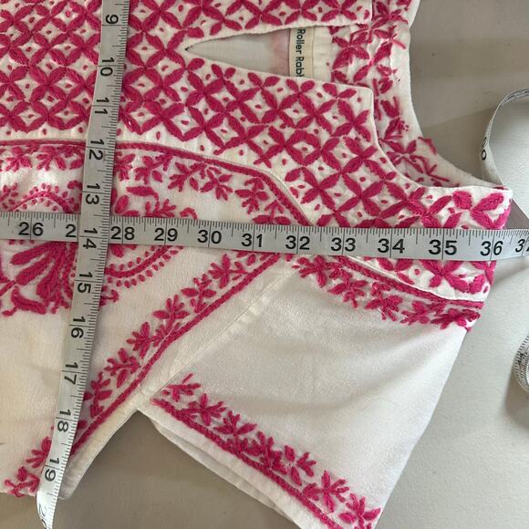 Roller‎ Rabbit Faith Embroidered Mini Dress white pink Cotton Womans Medium EUC - Picture 12 of 13